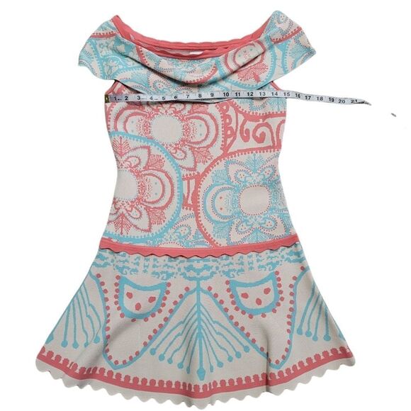 Foxiedox Winnie Off The Shoulder Dress In Beige Multi - Picture 8 of 12